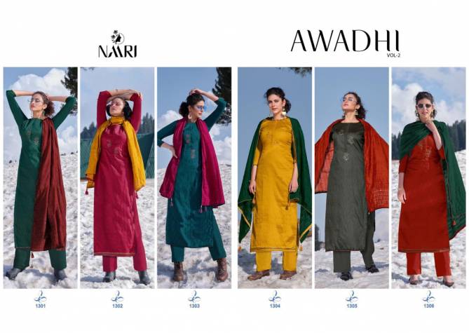 Naari Awadhi Vol-2 Fancy Festive Wear Pure Jam Silk Salwar Suit Collection